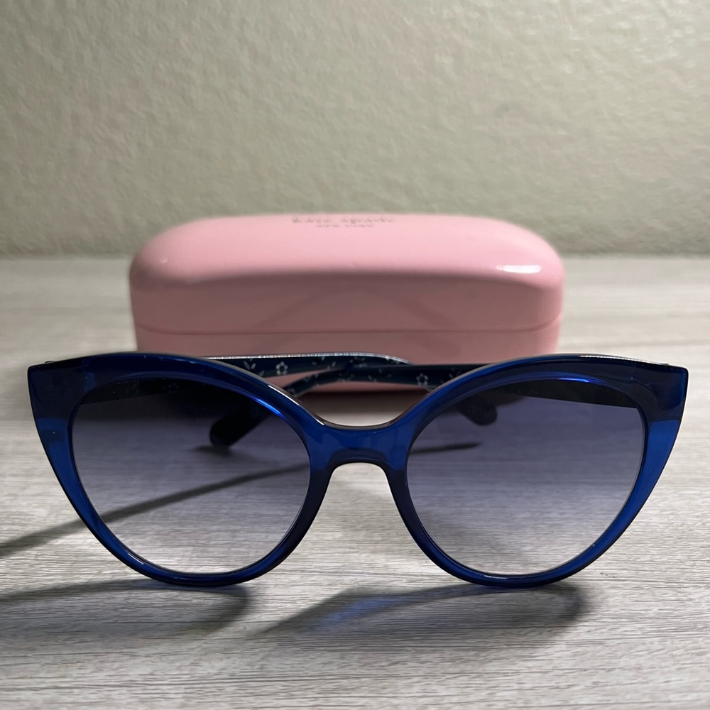 Kate Spade New York Blue Cat Eye Sunglasses with Smoke Mirror